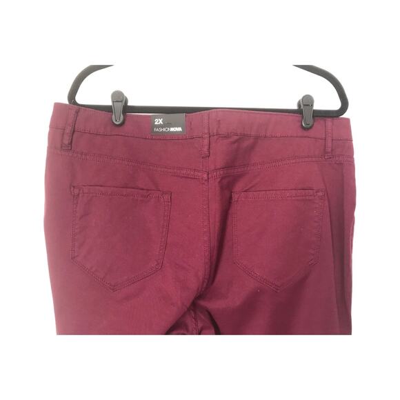 Fashion Nova Jeans Womens Size 2X Burgundy Canopy 2X High Waisted Tencel Blend - Picture 6 of 12